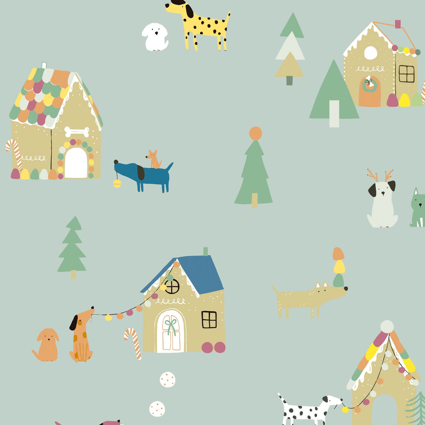 Promo Scampolo Popelin Noël Dogs 150 x 150 cm