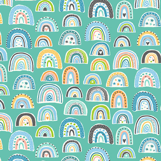 cotone-americano-makower-fabrics-in-the-jungle-blue-rainbows