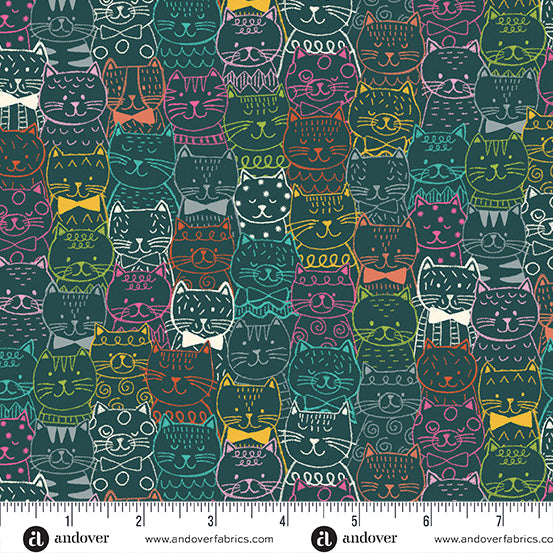 cotone-americano-makower-fabrics-portrait-cats-blue
