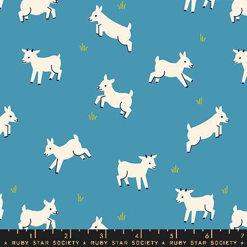Cotone Americano Animal Vintage Blue Baby Goats