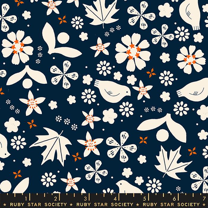 Cotone Americano Sugar Maple Birds Nature Navy