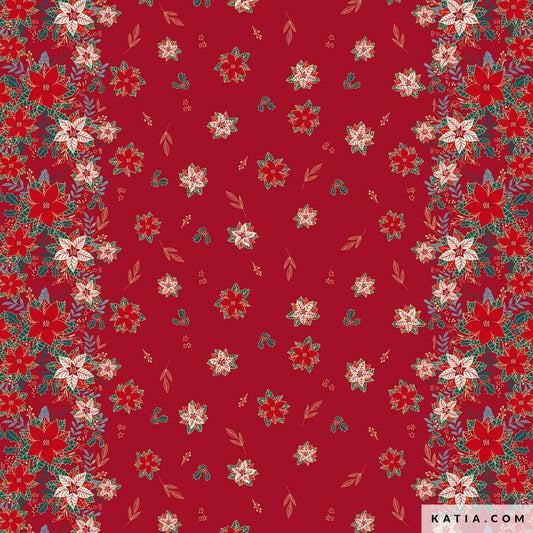 Promo Scampolo Popelin Poinsetta Placed 200 x 150 cm
