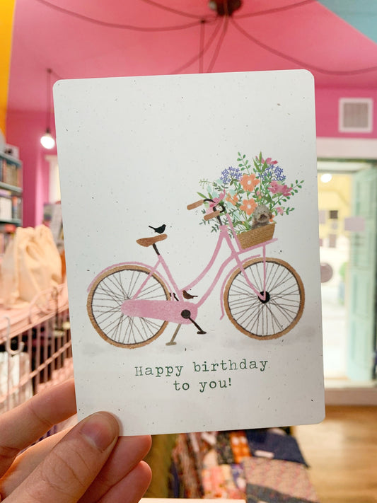 Cartolina Segnalibro Bicicletta Happy Birthday To You