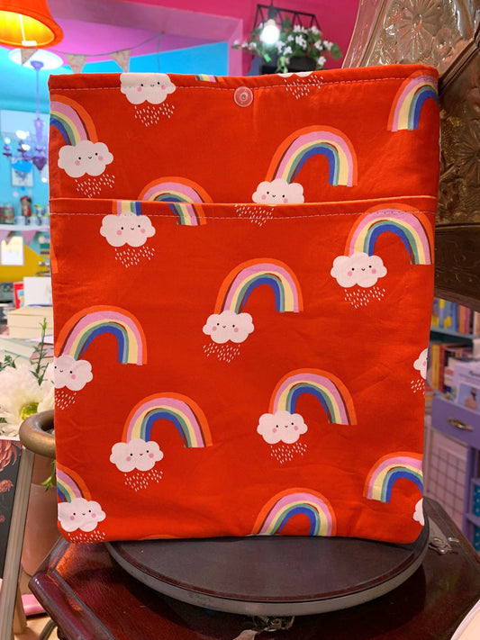 Book Cover Taglia L Whatever The Weather Cloud Red Papercut Rainbows