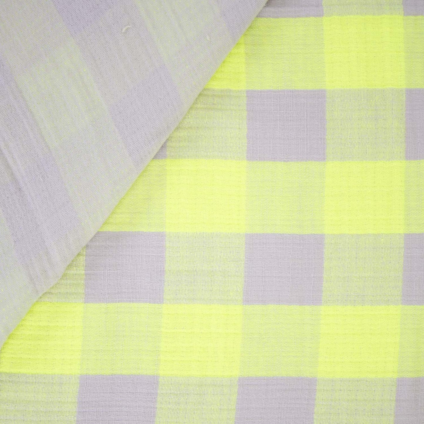 Promo Scampolo Mussola Fluor Square Neon & Linen 200 x 140 cm
