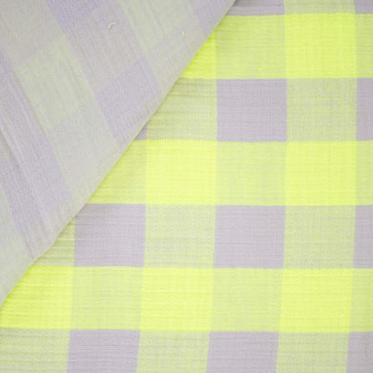 Promo Scampolo Mussola Fluor Square Neon & Linen 200 x 140 cm