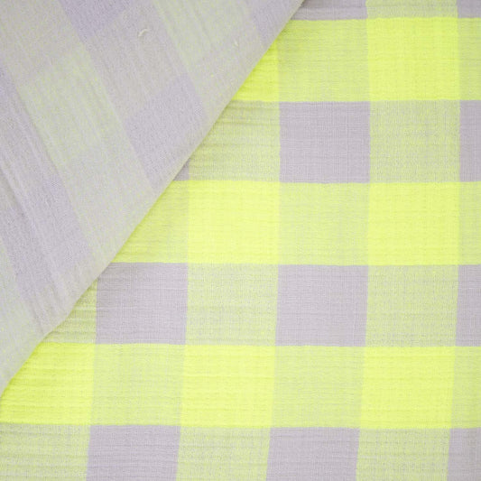 Promo Scampolo Mussola Fluor Square Neon & Linen 200 x 140 cm