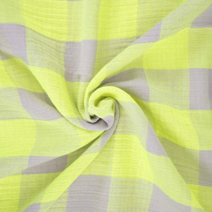 Promo Scampolo Mussola Fluor Square Neon & Linen 200 x 140 cm