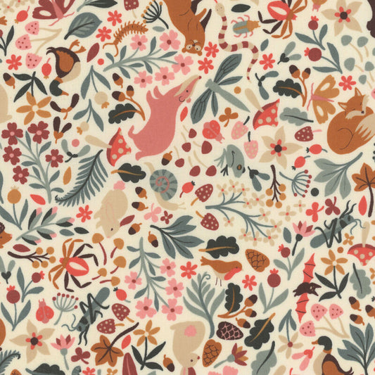Cotone Americano Acorn Hollow Flora and Fauna Ecru